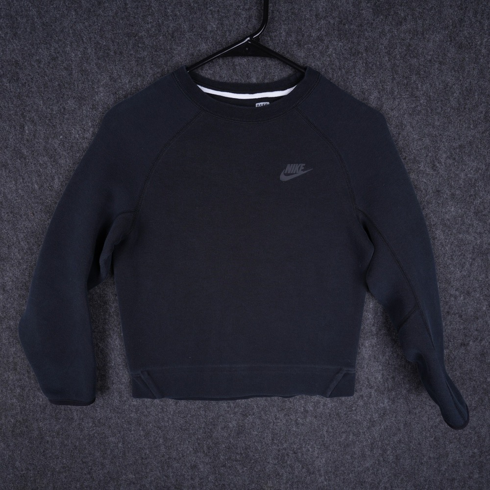 Nike Tech Fleece Sweatshirt Kids Size M Black Excellent Raglan Pullover FD3293